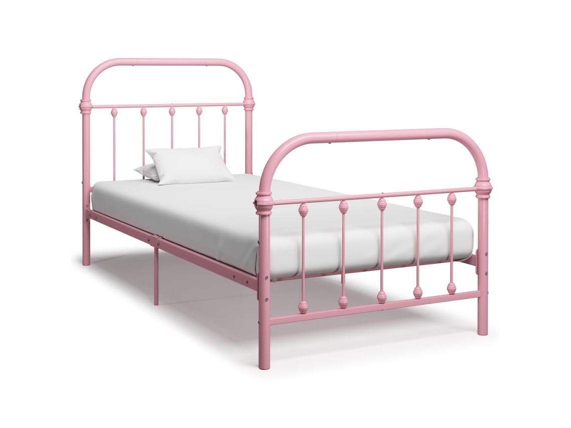 Vidaxl Estrutura De Cama 90x200 Cm Metal Rosa