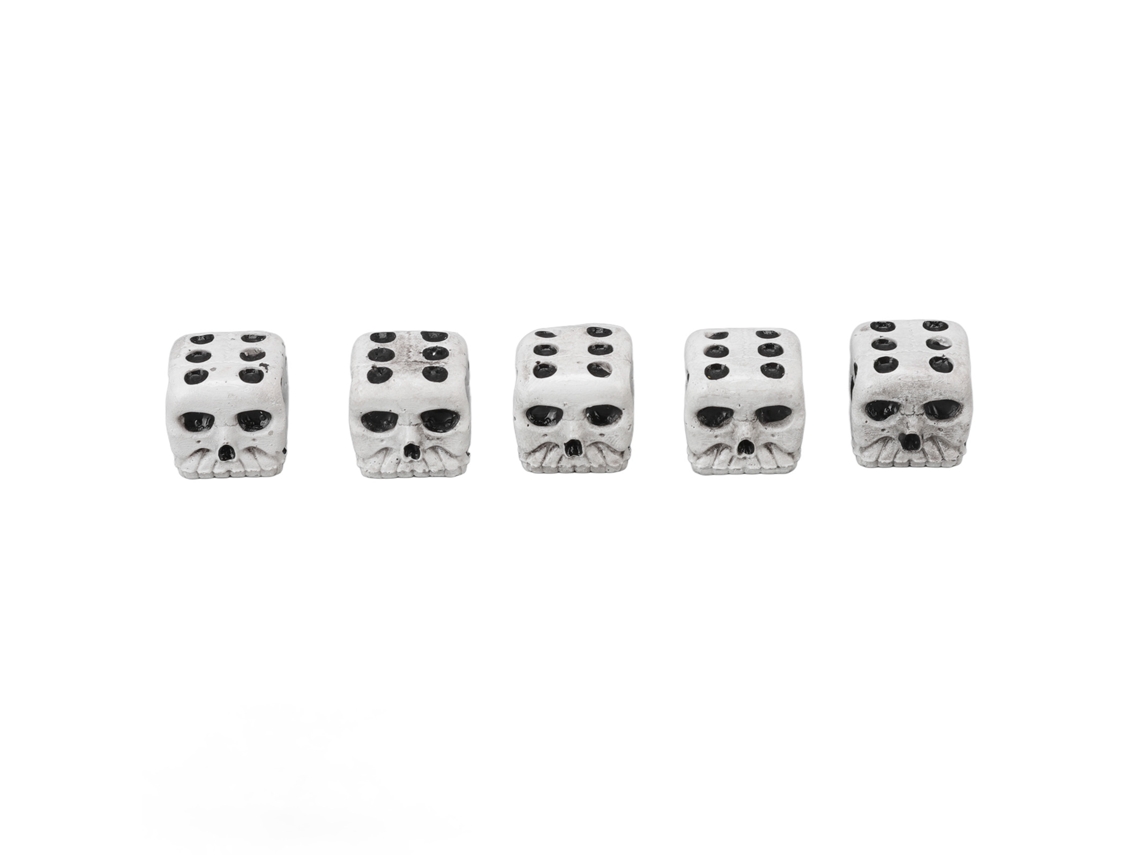Primerox 5pcs Dados de Esqueleto Crânio de 6 Lados em Resina para Jogo e Decoração de Festa