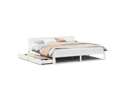 Bed Frame, Bed Frames Vidaxl Branco Madeira De Pinho (200 X 200 Cm)