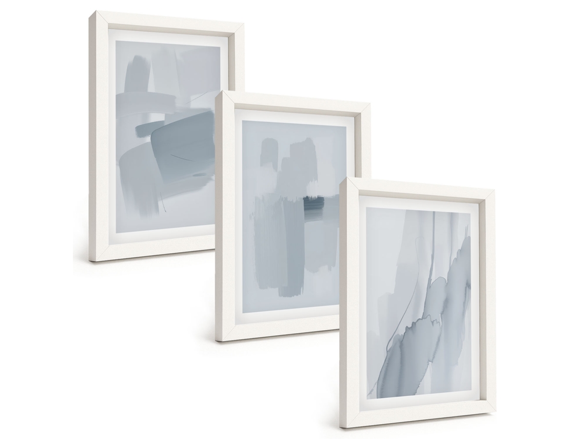 Um Conjunto De Imagens Decorativas Em Uma Moldura Arte Abstrata Em Aquarela Moldura Branca Pinturas De Quarto Espelharte (3 Peças 20x30 Cm)
