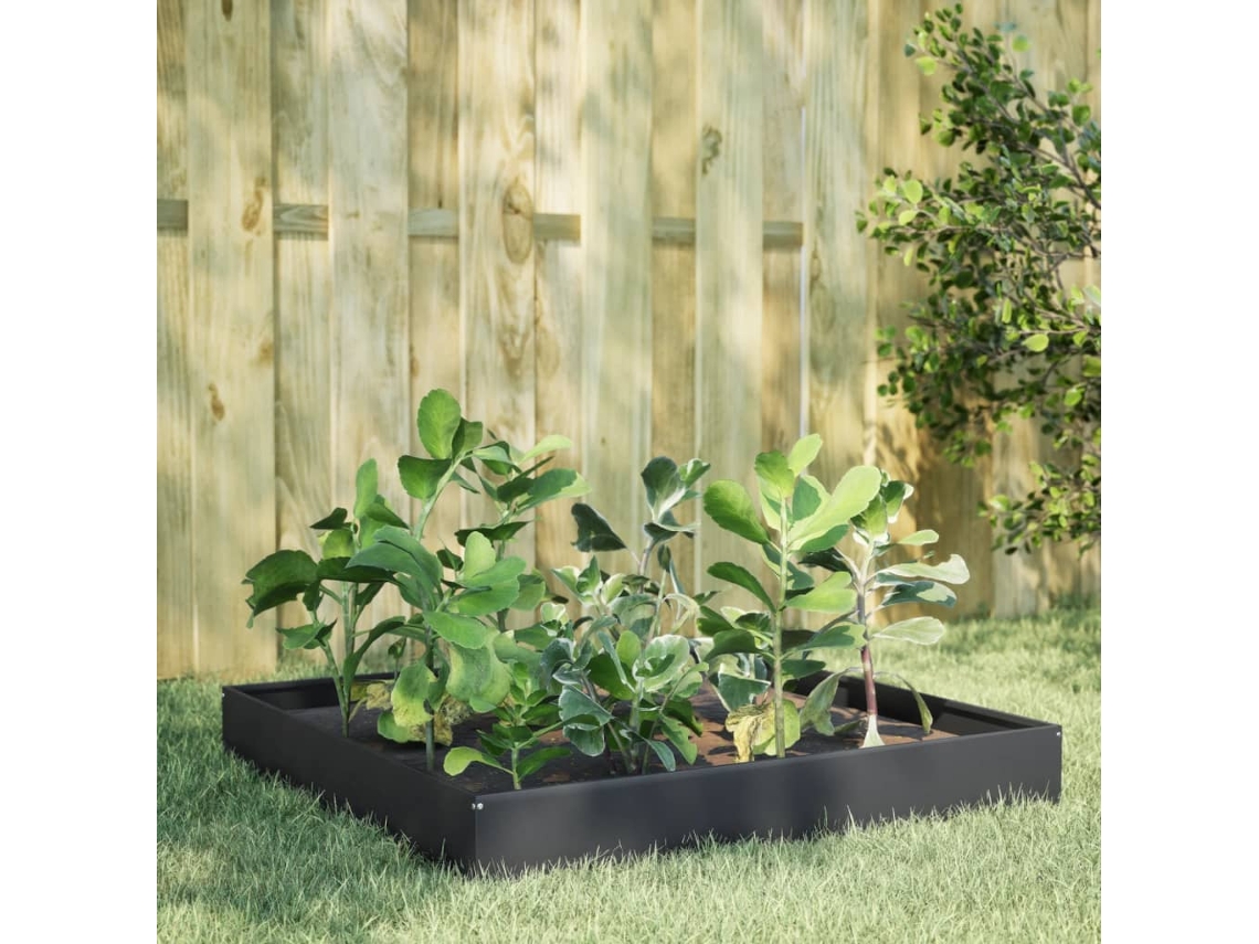 Canteiro Elevado De Jardim 100x100x26 Cm Aã§o Antracite Dkd Home Decor