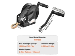 Guincho Manual, Capacidade De 3500 Lbs, Cabo Ergonômico, 1600lbs