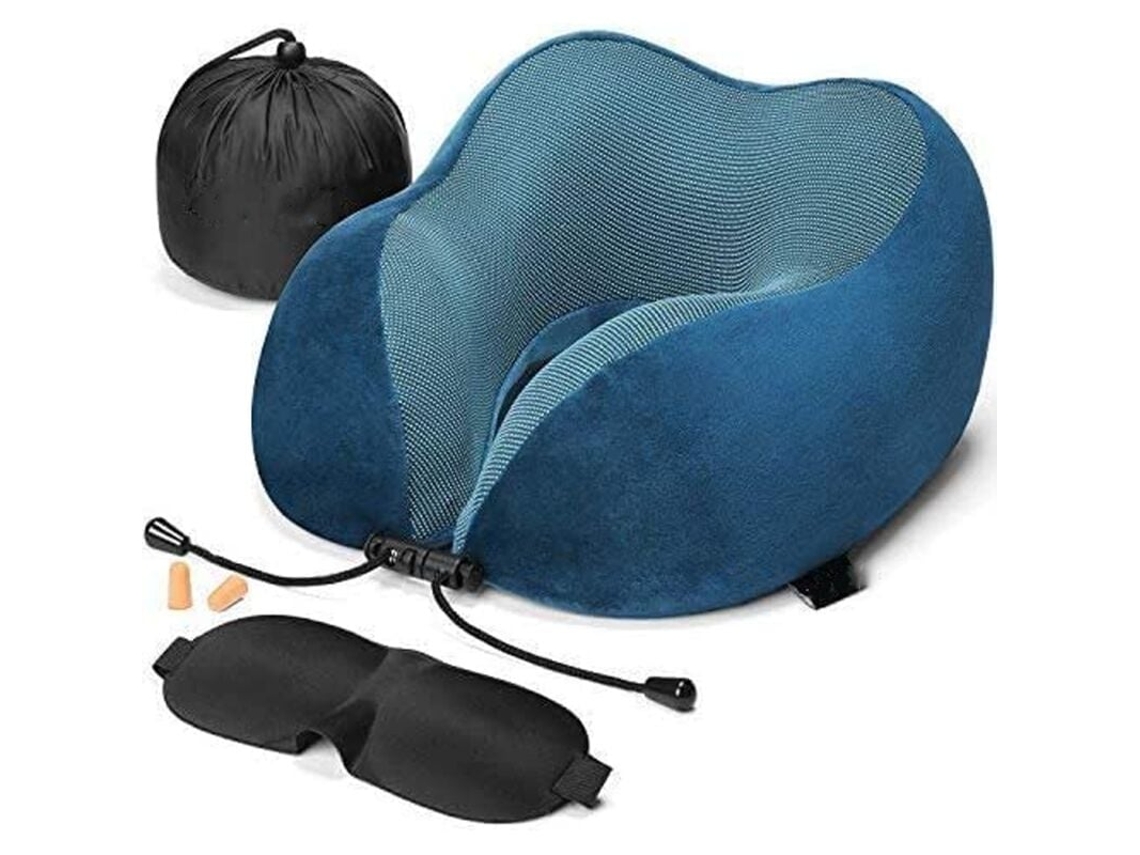 Almofada De Viagem, Em Espuma Viscoelástica, Com Acessórios Auriculares, Capa Removível E Lavável