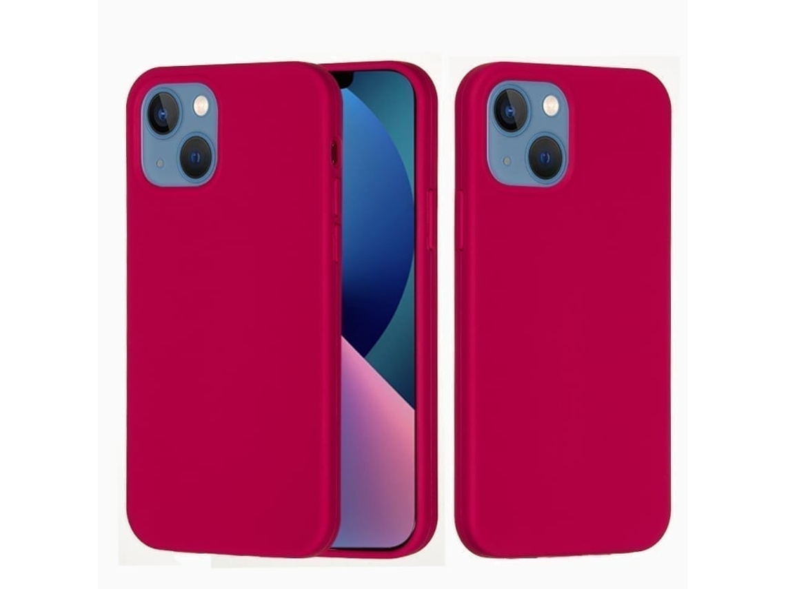 Capa De Silicone Para Iphone 14 Plus - Cor Sólida, Proteção Fina E Antiaderente - Rosa Vermelha