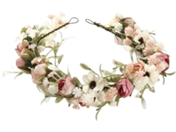 Coroa de flores ajustável para fotos de casamento.