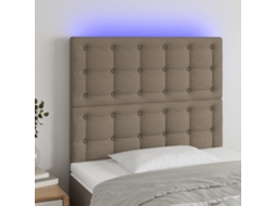 Cabecero de cama con LED Tela 100x5x118/128 cm Gris-marrón