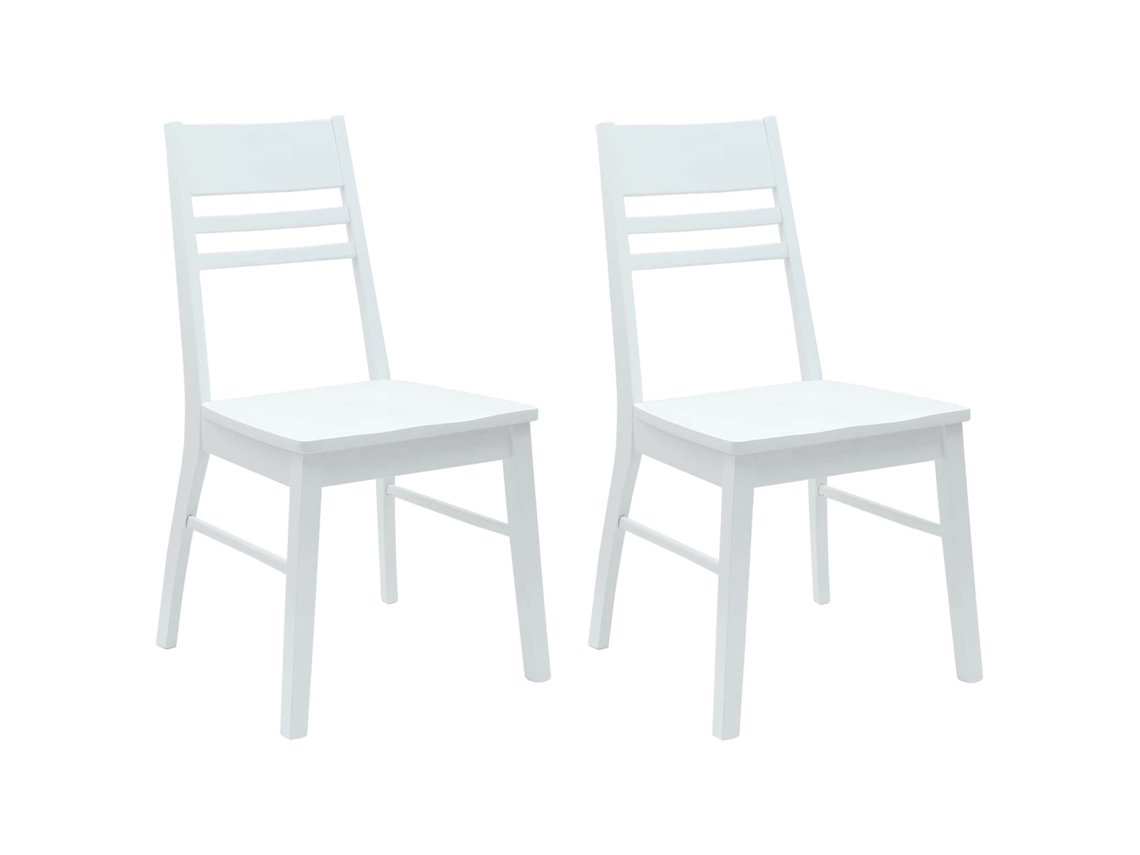 Conjunto 2 Cadeira De Jantar Vidaxl Branco Madeira De Seringueira Maciça (43 X 54 X 89 Cm)