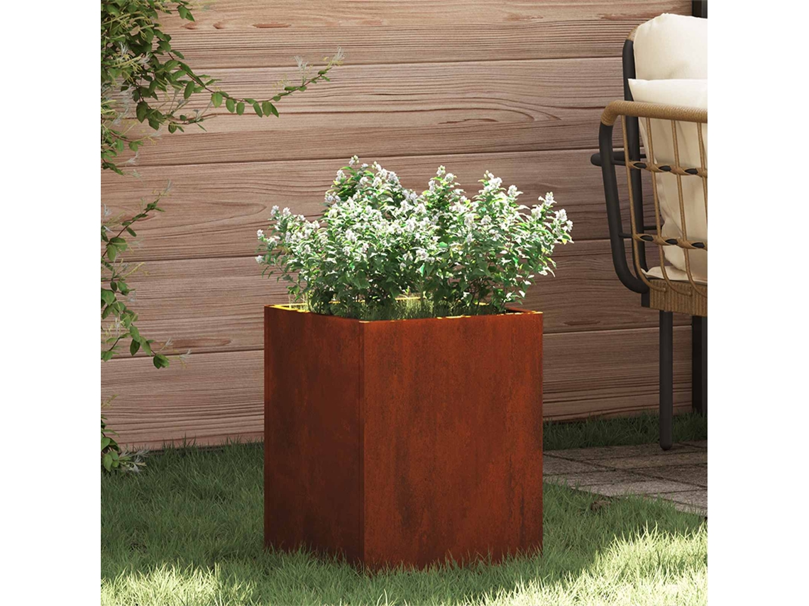 Vidaxl Vaso De Jardim Ferro Enferrujado 32 X 32 X 40 Cm