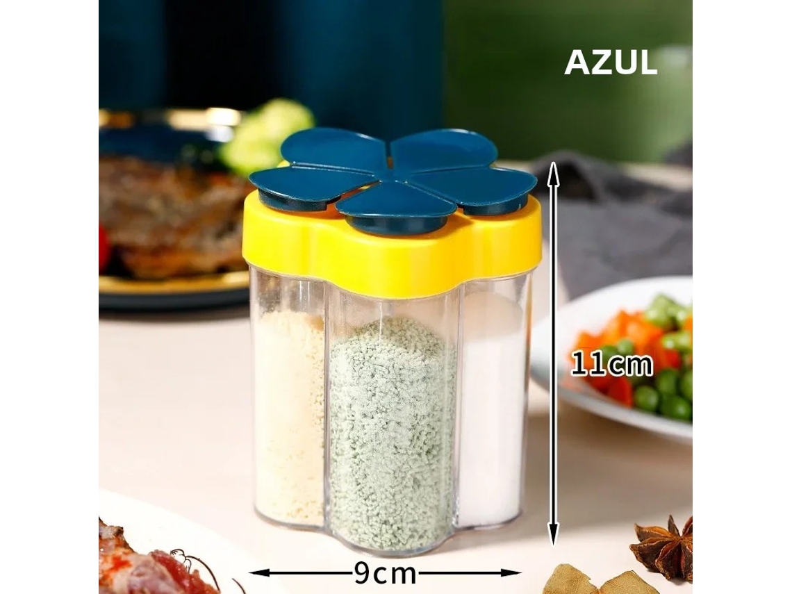Conjunto de Utensílios de Cozinha , Caixa para Temperos, Frascos de Plástico para Condimentos, Ideal para Camping Ao Ar Livre. MDUG (azul)