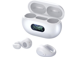 Fones Abertos Bluetooth JIAPEI com Clipe, Condução Óssea, Air Line, À Prova D'água, Corrida, Ciclismo, Branco