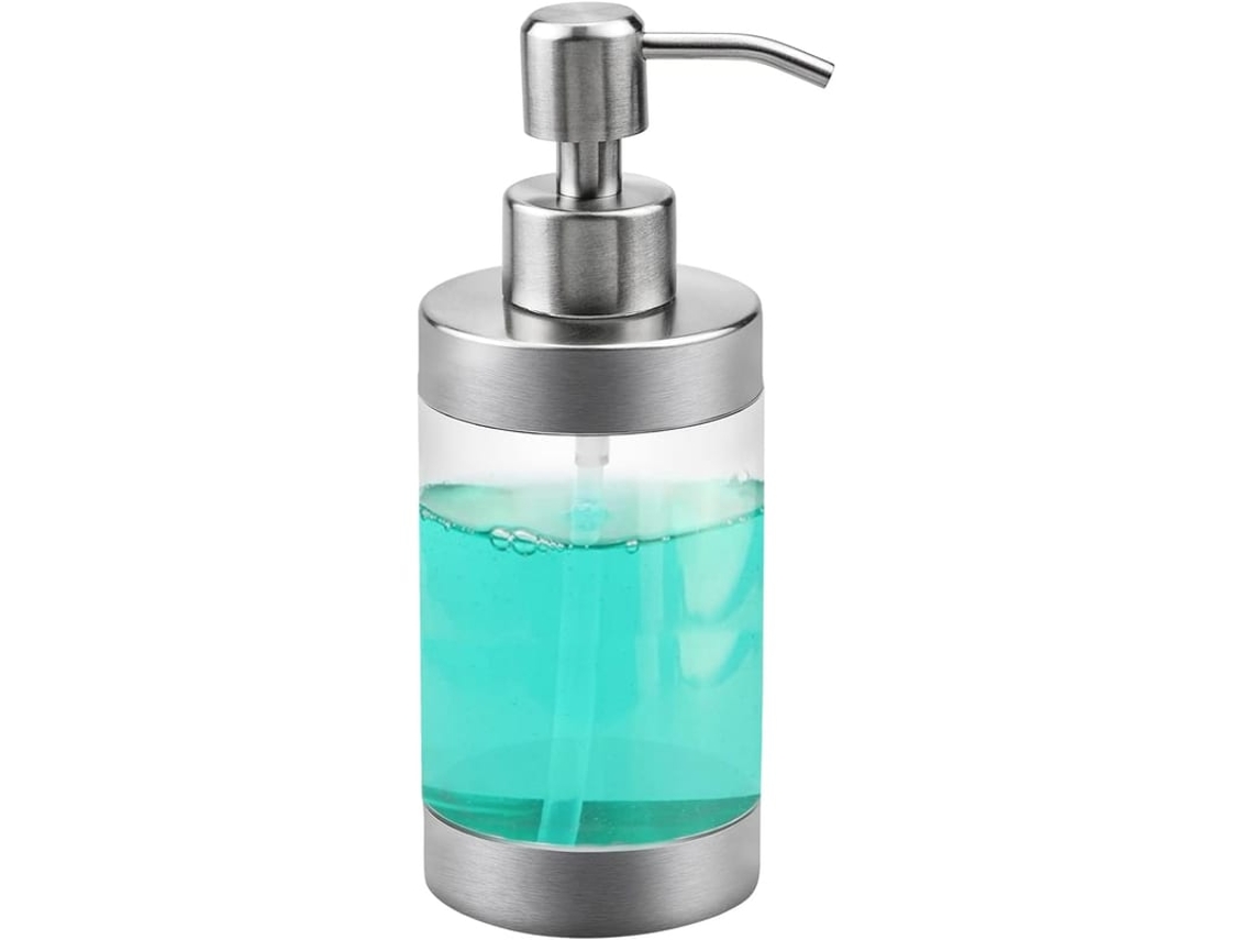 Dispenser De Sabão Em Aço Inoxidável, 350ml Transparente Para Banheiro, Hotel, Escritório