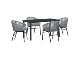 Conjunto 5 Conjunto De Jantar Para Jardim Vidaxl Antracite Vime Pe (140 X 70 X 73 Cm)