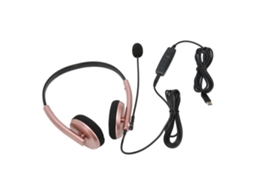 Mali fone de Ouvido para Call Center Estilo Moderno com Cancelamento de Ruído Hd e Proteção Auditiva Usb Type C Dourado Rosa