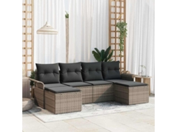 Vidaxl Conjunto de Sofá de Jardim com Almofada 6 Pcs Cinzeto Vime Pe