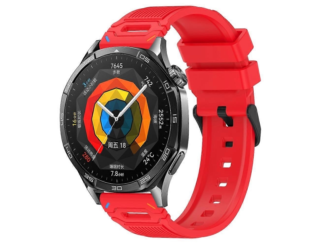 Pulseira De Silicone Preta Com Fivela E Padrão Vertical Para Huawei Watch 22mm