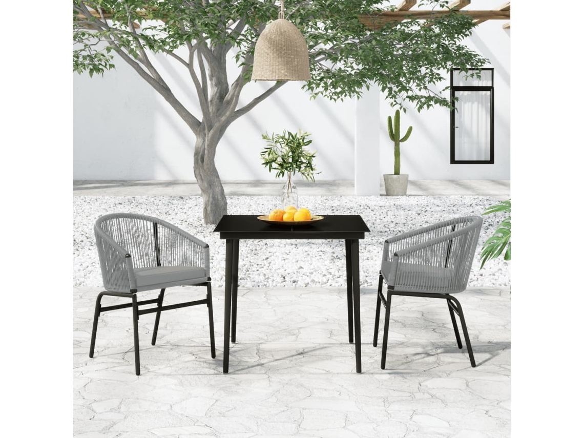 Vidaxl 3 Pcs Conjunto De Jantar Para Jardim Cinzento