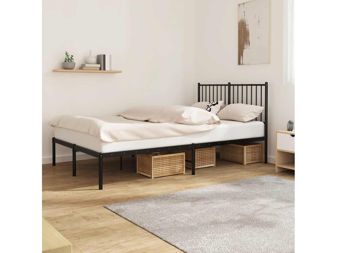 Vidaxl Estrutura De Cama Com Cabeceira 120x200 Cm Metal Preto