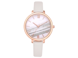 Relógio Unissex de Moda com Pulseira de Couro Pu Fina e Mostrador Gradiente Branco