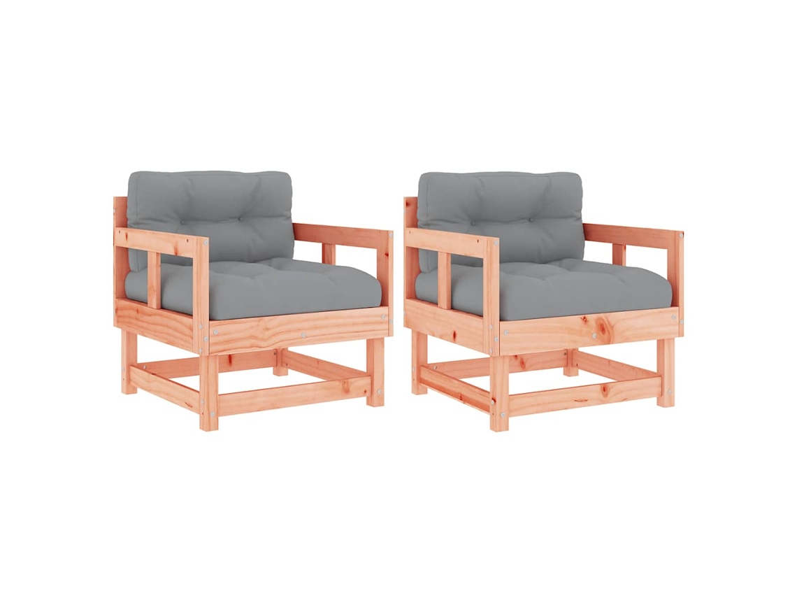 Maison Exclusive - Cadeiras De Jardim C/ Almofadões 2pcs Madeira De Douglas Maciça