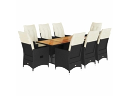 Garden Dining Set, Garden Dining Sets Vidaxl Preto Rattan / Vime (190 X 80 X 75 Cm)
