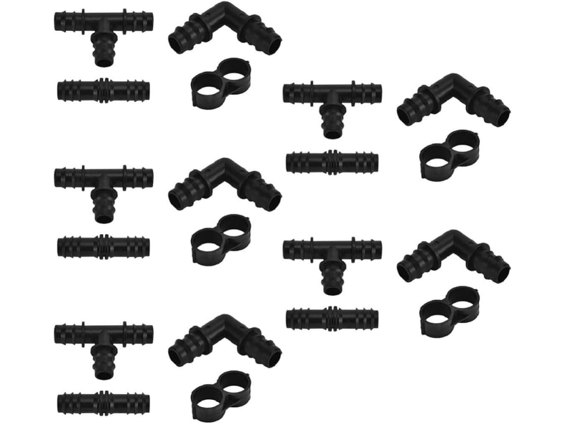 Kit De 20 Peças Conectores Irrigação Em Plástico Preto Para Jardim,