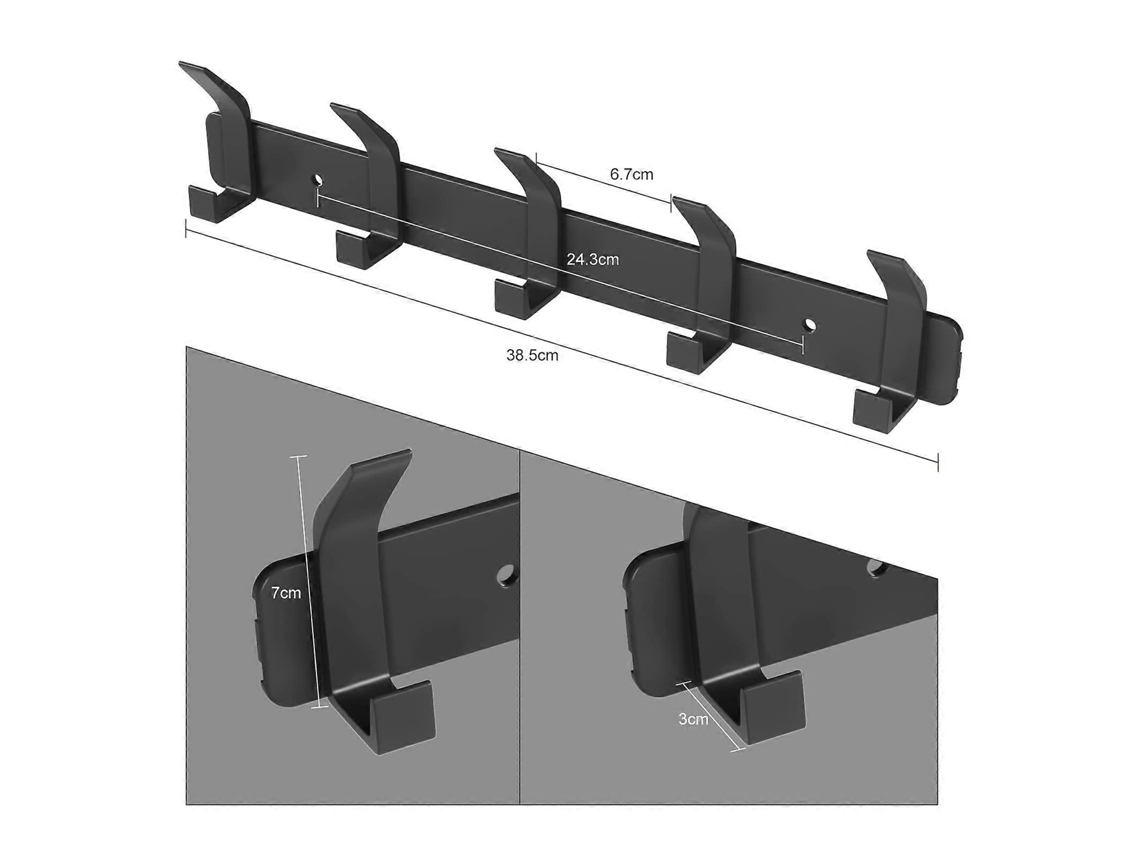 Cabide De Parede, Gancho De Banheiro Com 5 Ganchos Para Pendurar Mochilas, Jaquetas, Chapéus, Cabide De Porta Preto Aquaforge