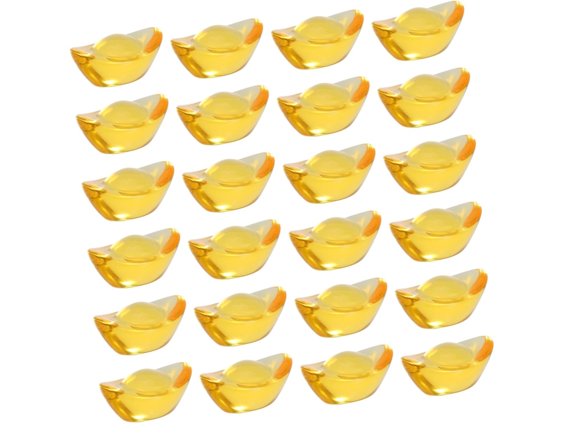 De 30 Estátuas De Cristal Amarelo Yuan Bao Da Prosperidade, Estátuas De Cristal Chinês Feng Shui, Banhadas A Ouro Gokoco
