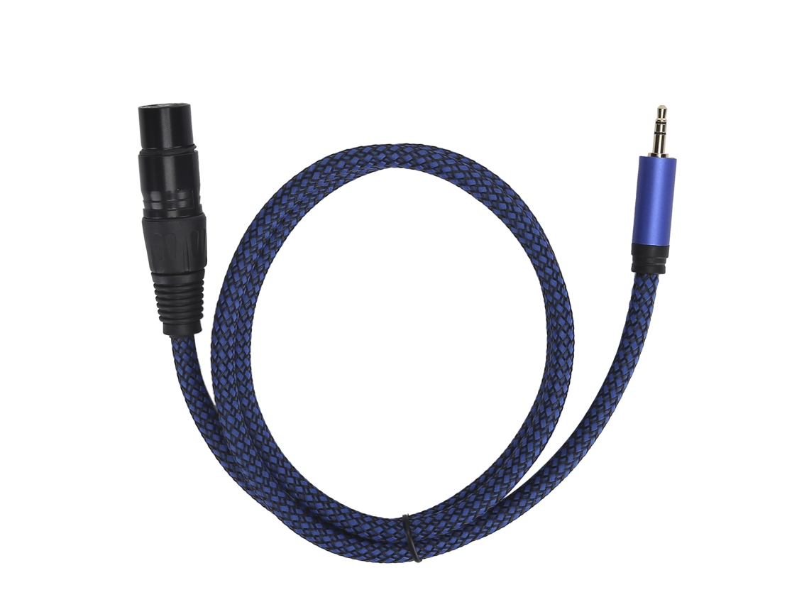 Cabo de sinal de microfone balanceado XLR fêmea a jack de 3,5 mm, 24awg, 1 m | S/MARCA
