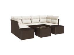 Conjunto 8 Conjunto De Sofás Para Exterior Vidaxl Castanho Vime Pe (239 X 62 X 69 Cm)