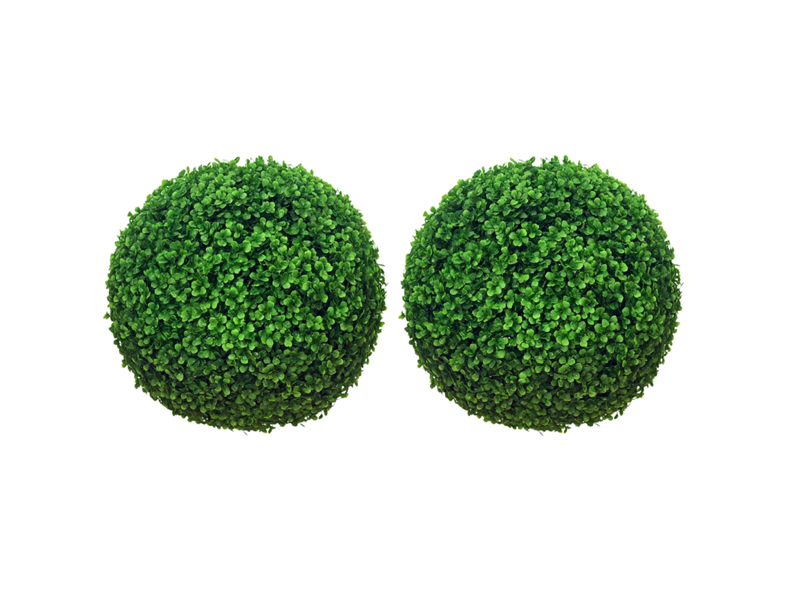 2 Buxo Artificial Bola 40cm Decoração Jardim Interior Exterior