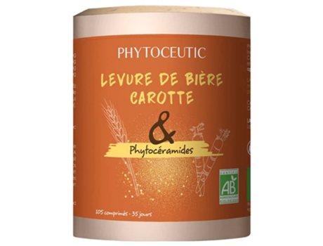 Levedura de Cerveja Orgânica Cenoura e Fitoceramidas 105 Comprimidos PHYTOCEUTIC