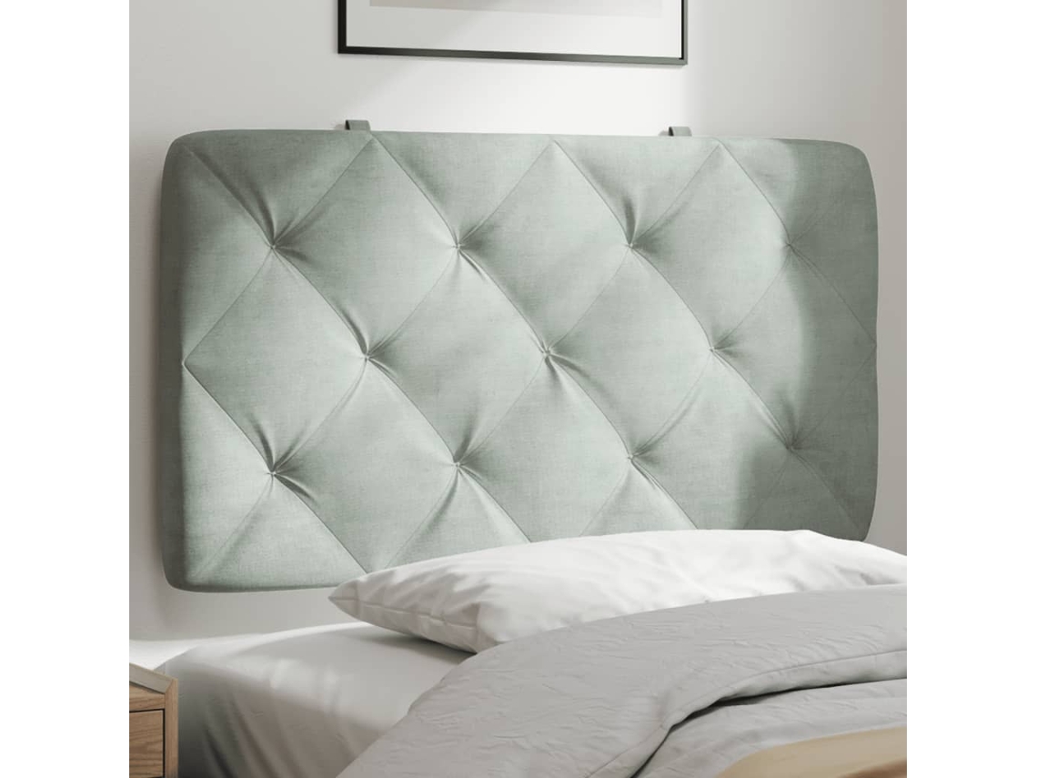 Vidaxl Almofadão De Cabeceira 90 Cm Veludo Cinzento-claro