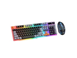 Conjunto De Teclado E Mouse Gamer Silencioso Com Retroiluminação Led De 104 Teclas, Com Fio Usb E Branco Everley891