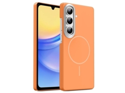 Capa Para Samsung Galaxy A15 4g Fina Circular Magsafe À Prova De Choque Dourada Em Policarbonato Laranja