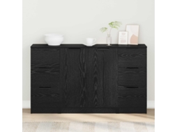 Vidaxl Buffet Com Gaveta 3 Pcs Carvalho Preto Madeira Processada