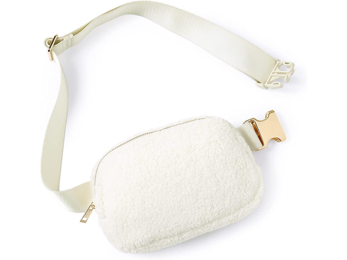 Bolsa De Cintura Em Fleece Mini Com Alça Ajustável, Bolsinho Sherpa Para Academia Corrida Viagem Caminhada
