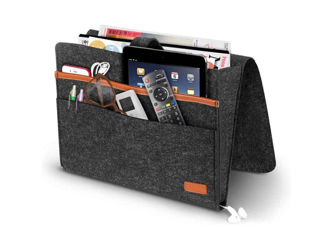 Bolsa com acabamento em feltro e bolsas, organizador suspenso para mesa, sofá, cama, celular, revistas, tablet e controles remotos Slowmoose