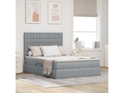 Vidaxl Cama Com Arrumação E Colchão Cinzento-claro 140 X 190 Cm Tecido