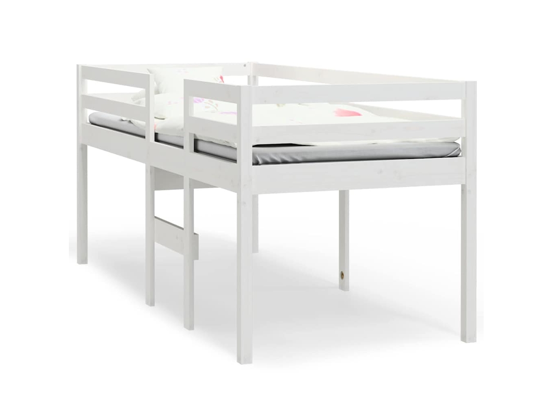 Cama Alta 75x190 Cm Madeira de Pinho Maciça Branco MAISON EXCLUSIVE