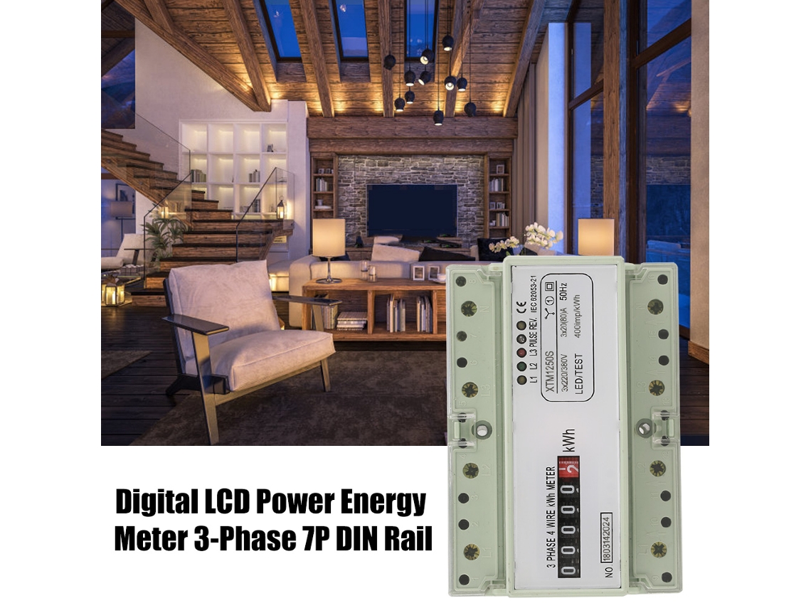 Contador de Energia Trifásico Digital 7p Din Rail