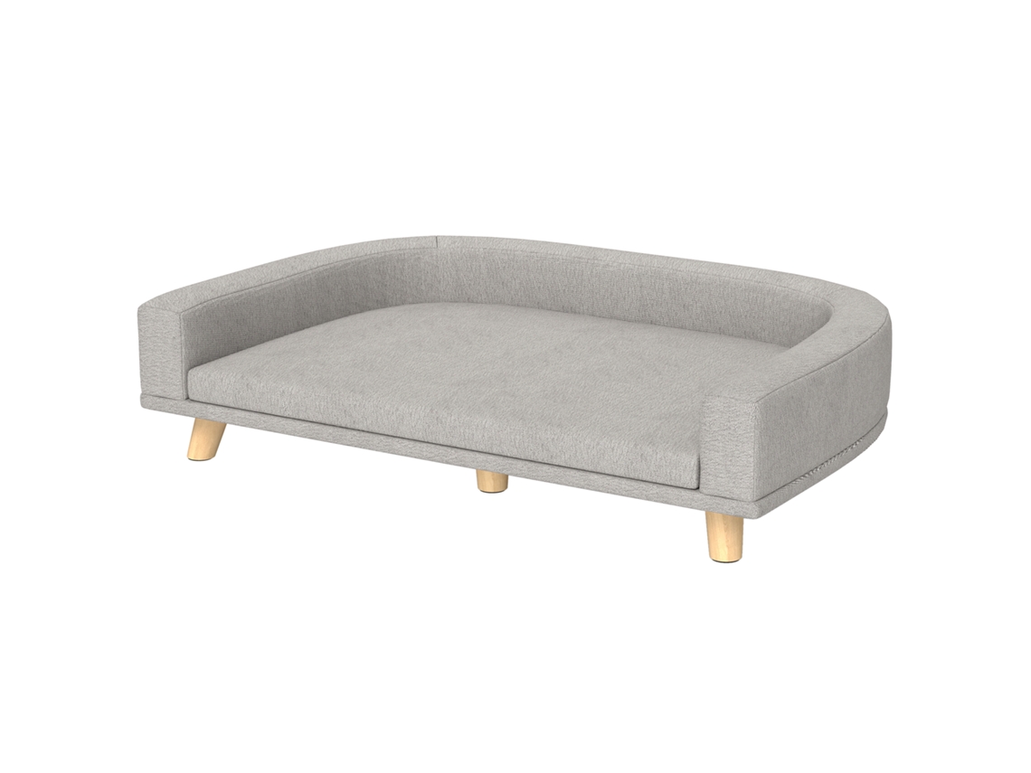 Sofá Elevado para Cães com Almofada Lavável 98x67x25 Cm Cinza S/MARCA