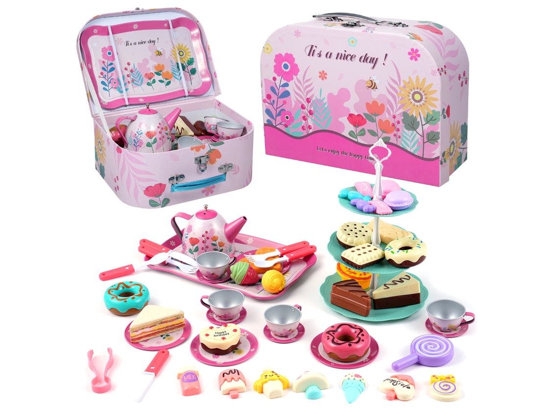 Conjunto de Chá Business de 56pcs para meninas com doces e armazenamento portátil | S/MARCA