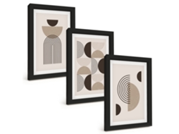 Composição De Quadrospadrões Minimalistas Abstratos Moldura Preta Imagens Para Um Quarto Infantil Espelharte (3 Peças 20x30 Cm)