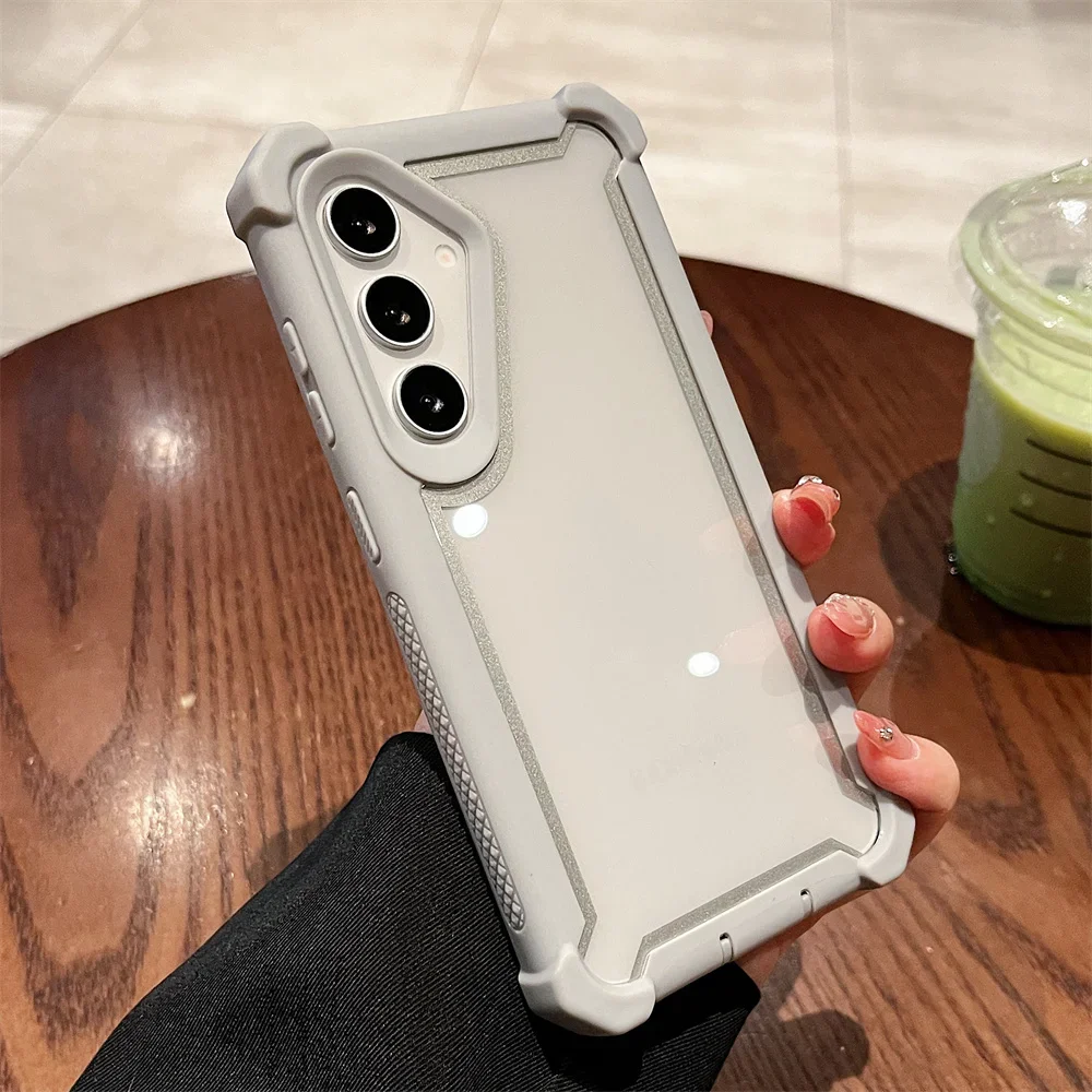 Capa De Celular De Luxo Transparente De Camada Dupla Espessa Para Samsung A24 4g (cinza).