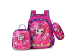 Mochila De Estudante 16 Polegadas - Conjunto 3 Peças Com Estojo E Lancheira Ideal Para Escola (boneca Rosa)