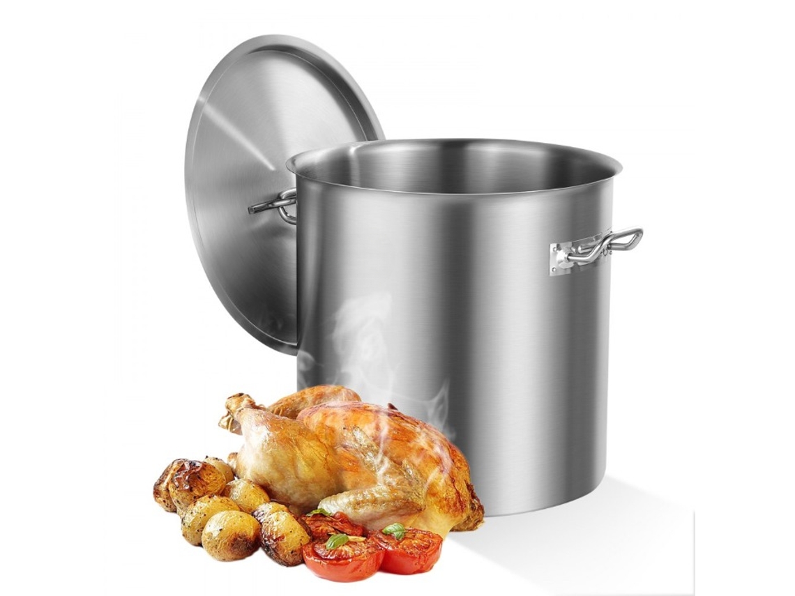 Tacho Inox 50l Com Tampa E Pegas Laterais Para Sopas E Guisados Tekmaquinas