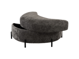 Puff em formato de Meia-lua com capa de chenille, mesa lateral e apoio para os pés, ideal para sala de estar, hall de entrada e corredor, cinza.