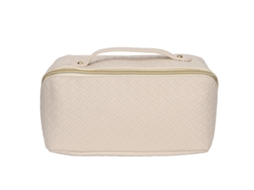 Bolso De Maquillaje De Viaje De Cuero Pu Con Gran Capacidad Y Cierre Cremallera Resistente Al Agua