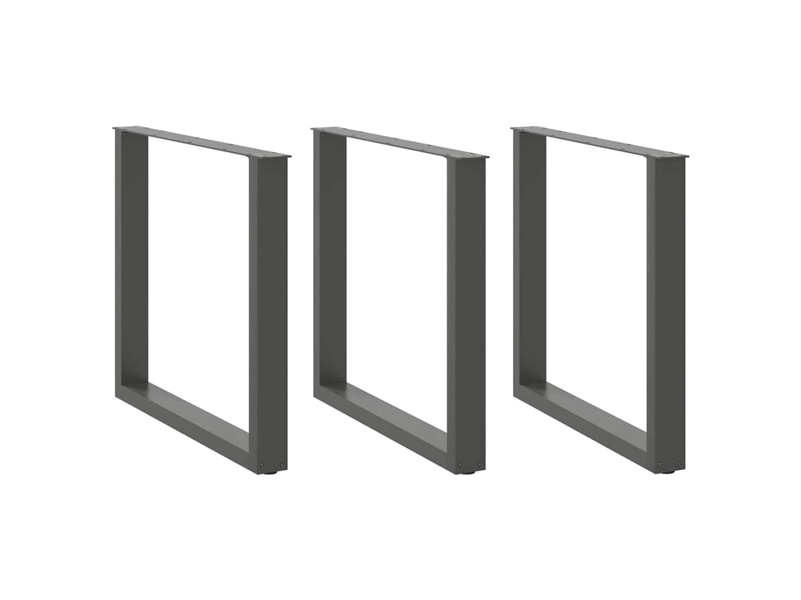 Vidaxl Pés Para Mesa De Jantar Em Forma De U, 3 Peças, Antracite, 80x (72-73) Cm, Aço