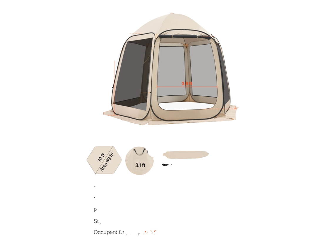 Tenda De Tela, Design Pop-up, Proteção Contra Insetos, 10x9.2ft